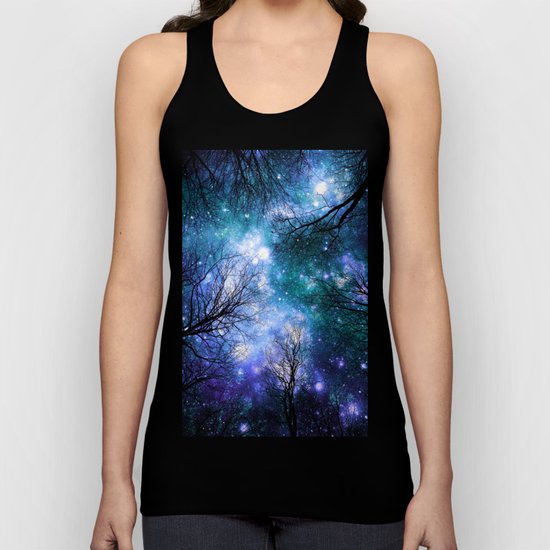Black Trees Teal Violet Space Unisex Tank Top