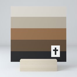 Mocha neutrals + tiny cross Mini Art Print