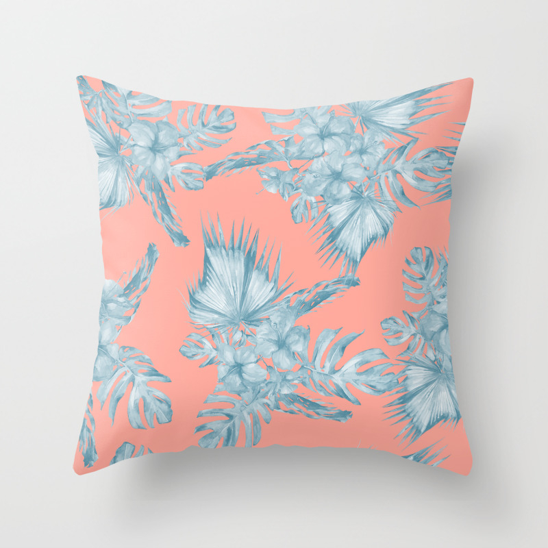 Dreaming Of Hawaii Pale Teal Blue On Coral Pink Throw Pillow By