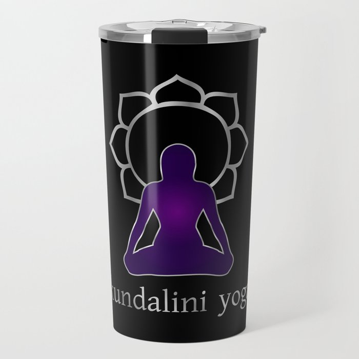 Kundalini Yoga and meditation watercolor quotes in dark Travel Mug