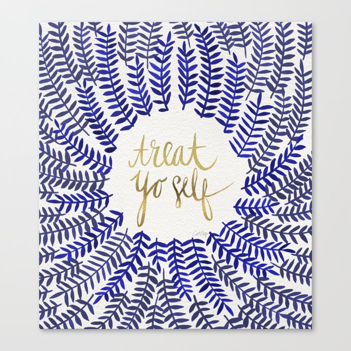 Treat Yo Self – Gold & Navy Canvas Print