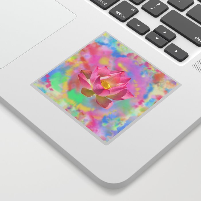 Lotus Flower Blossom with Watercolor Art Sticker
