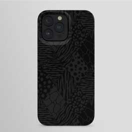 Dark abstract diamond animal print.  Black vector illustration pattern  iPhone Case