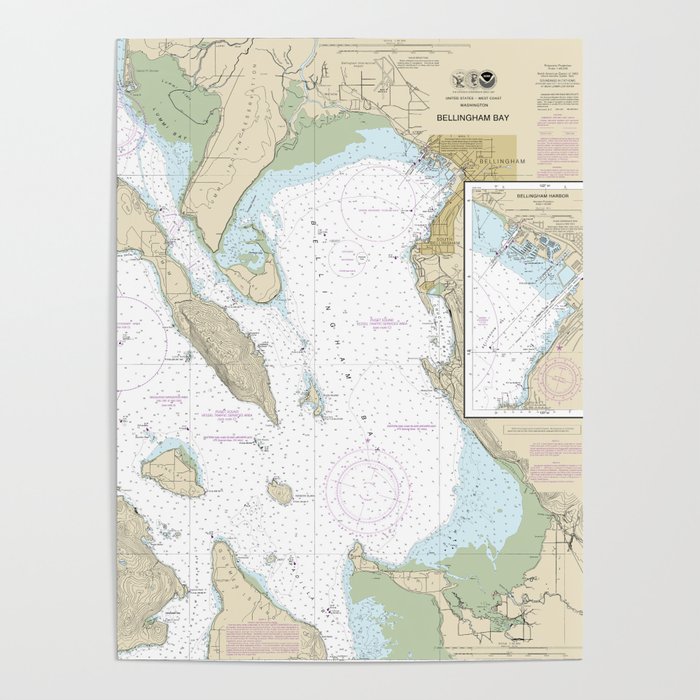 Bellingham Bay Washington Nautical Chart 18424 Poster