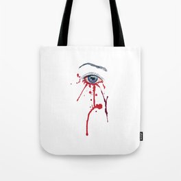 Blue eye with red paint Tote Bag