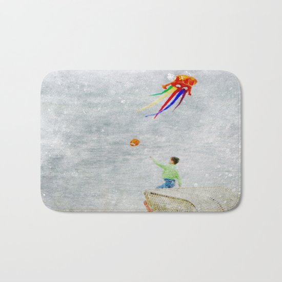 Boy at the beach Bath Mat