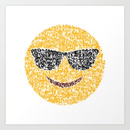 Emoji Calligraphy Art :Smiling face with sunglasses Art Print