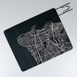 Beirut City Map of Lebanon - Dark Picnic Blanket