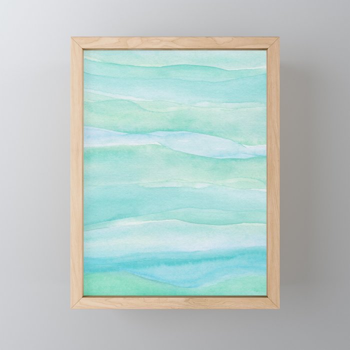 Ocean Layers - Blue Green Watercolor Framed Mini Art Print