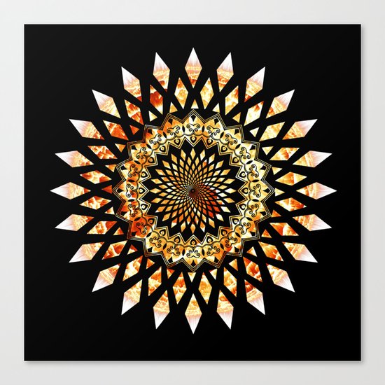 Soul Flame Star Mandala Black & Orange Canvas Print