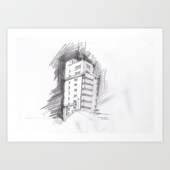 Tagblattturm Stuttgart - pencil Art Print