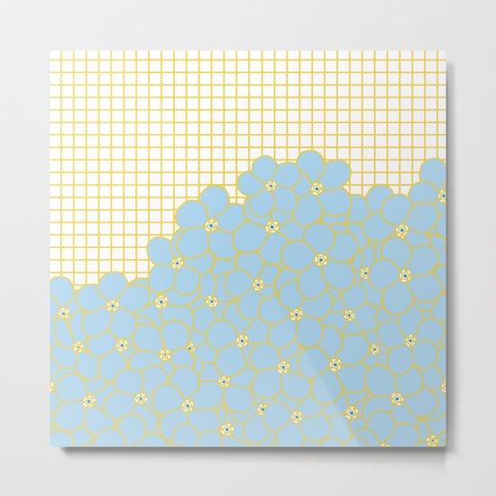 Forget Me Knot Gold Grid Metal Print