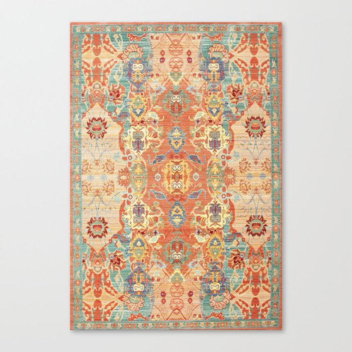 Fresh orange and blue oriental carpet Canvas Print