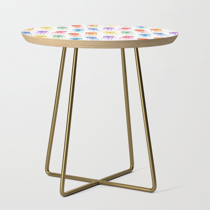 Rainbow Watercolor Jellies on White Side Table