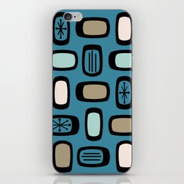 Midcentury MCM Rounded Rectangles Dark Blue Gold iPhone Skin