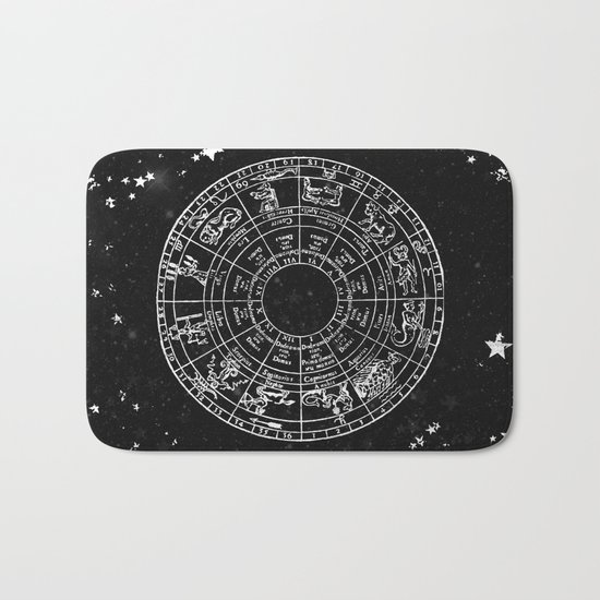Black and White Vintage Star Map Bath Mat