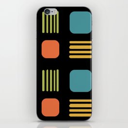 Mid-Century Modern Squares Lines Black Colorful 1 iPhone Skin