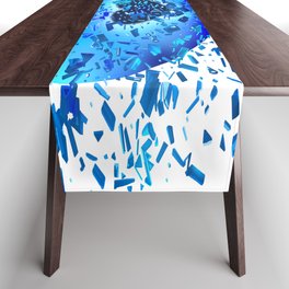 Shattering Ice Blue Heart Table Runner