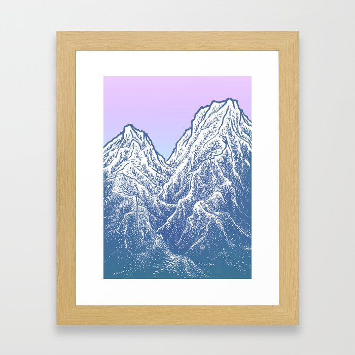 遠望 series -"Valley" - Linocut Framed Art Print