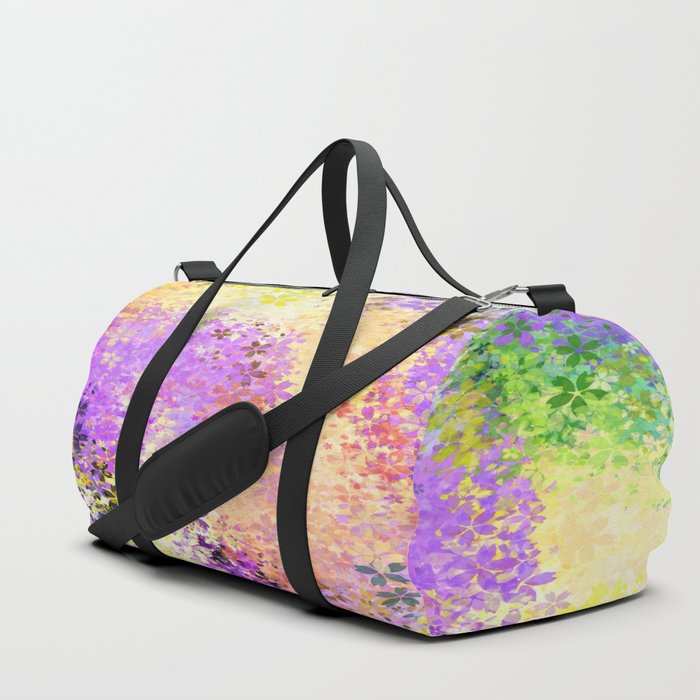 flower pattern abstract background in purple yellow blue green Duffle Bag