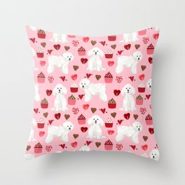 Bichon Frise valentines day dog gifts pet art portraits of your furry friend dog breeds Throw Pillow