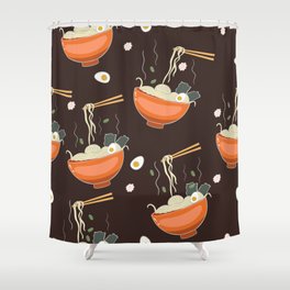 Seamless pattern with ramen noodles. vintage graphics.  Shower Curtain