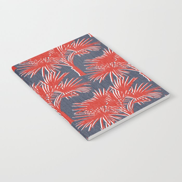 70’s Palm Trees Silhouette Red on Navy Notebook