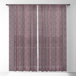 Liquid Light Series 13 ~ Red Abstract Fractal Pattern Sheer Curtain