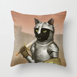 Fighter Cat Throw Pillow