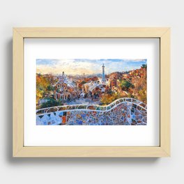 Barcelona, Panorama from Parc Guell Recessed Framed Print