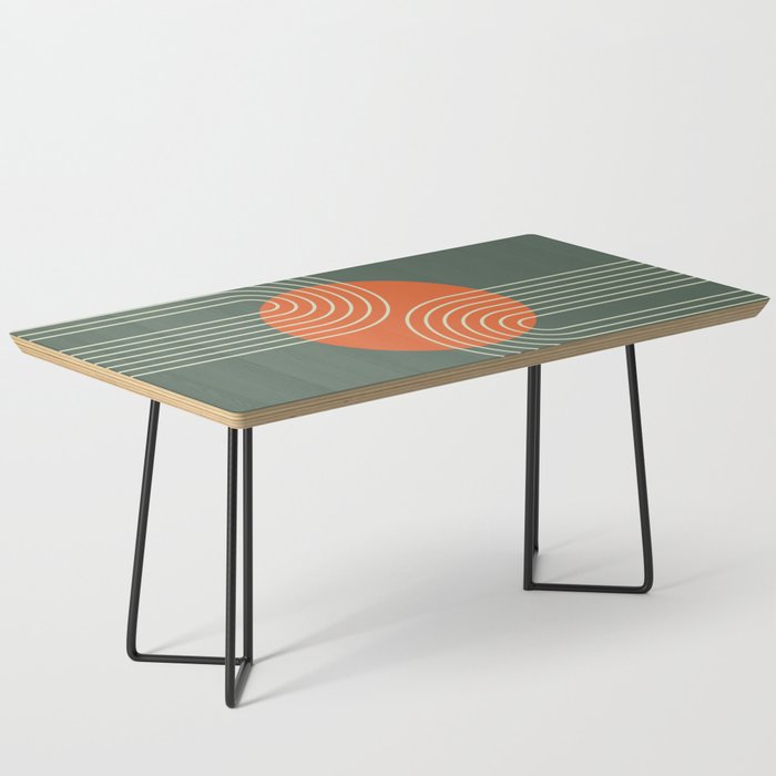 Mid Century Modern Geometric 168 in Sage Orange Rust Coffee Table