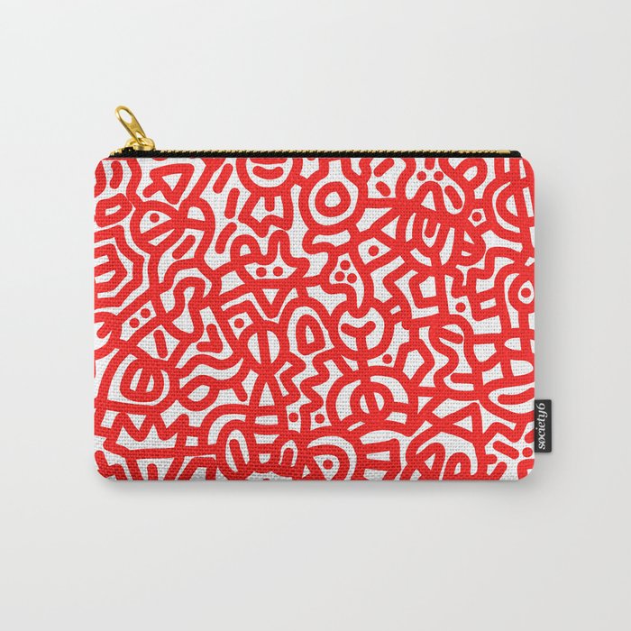 Candy Apple Red on White Doodles Carry-All Pouch