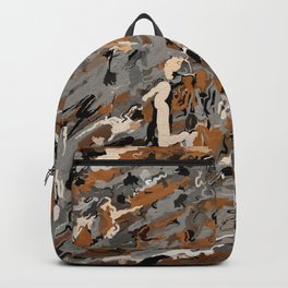 Gray, Black and Caramel Abstract Backpack