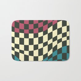 Tricolor warp checked Bath Mat