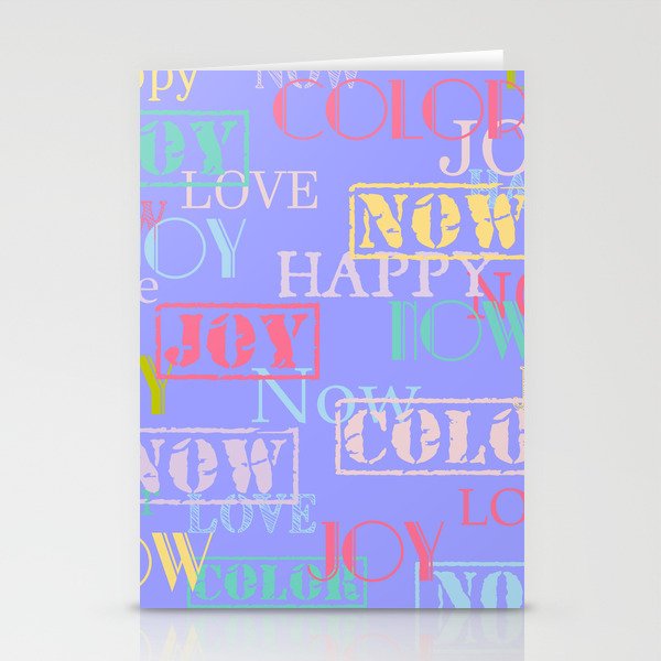 Enjoy The Colors - Colorful typography modern abstract pattern on Periwinkle blue color Stationery Cards