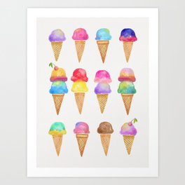 Summer Ice Cream Cones Art Print