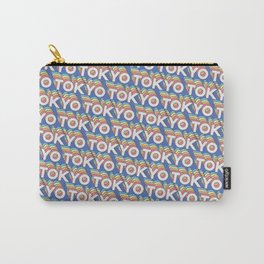 Tokyo, Japan Trendy Rainbow Text Pattern (Blue) Carry-All Pouch