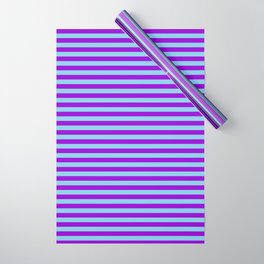 [ Thumbnail: Sky Blue & Dark Violet Colored Striped Pattern Wrapping Paper ]