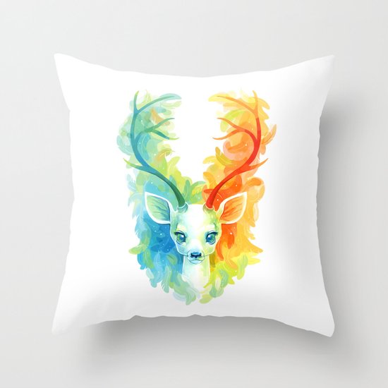 Feather Fawn Throw Pillow