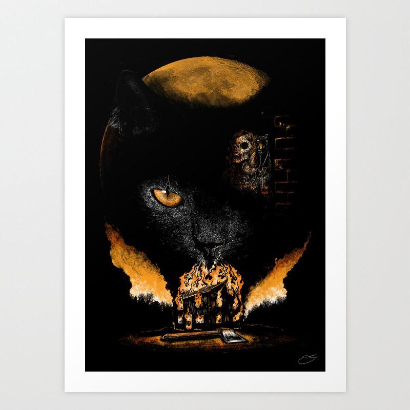 The Black Cat Edgar Allan Poe Series Art Print By Erictecce