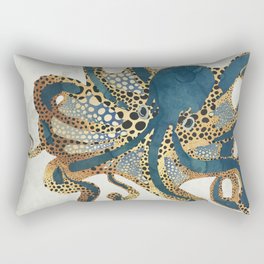 Underwater Dream VI Rechteckiges Kissen | Abstract, Octopus, Ocean, Gold, Animal, Watercolor, Marine, Blue, Nature, Copper 