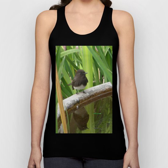 Black Phoebe at the Fountain Unisex Tank Top
