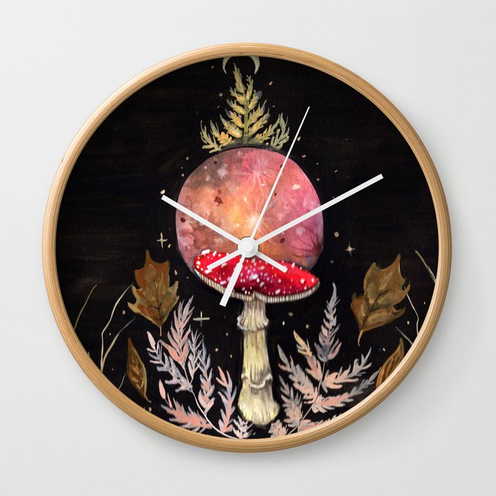 Autumnal Fancy Fungi Wall Clock
