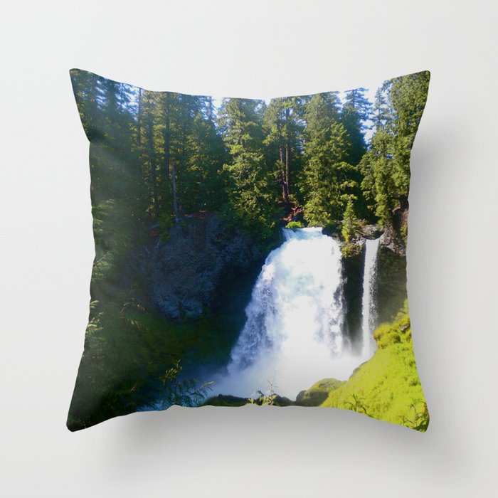 Gushing Waterfall Throw Pillow