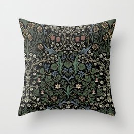 William Morris Vintage Blackthorn Dark Green 1892 Throw Pillow