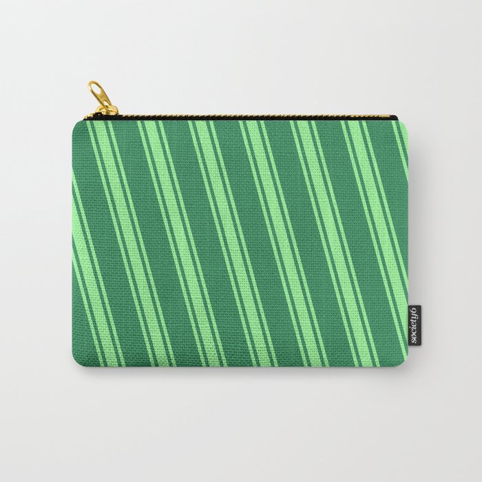 Sea Green & Green Colored Lined Pattern Carry-All Pouch