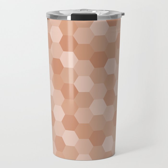 Brown Hexagon polygon pattern. Digital Illustration background Travel Mug