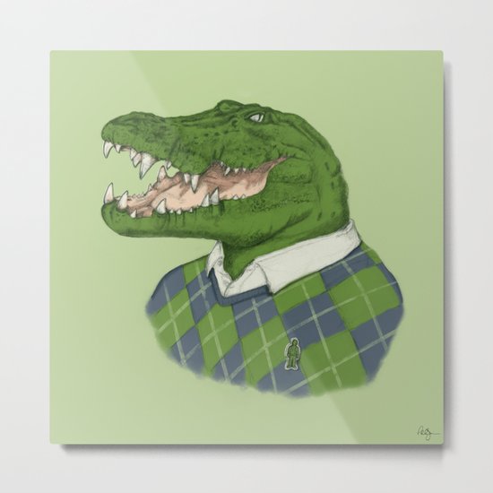 Argyle Crocodile Metal Print