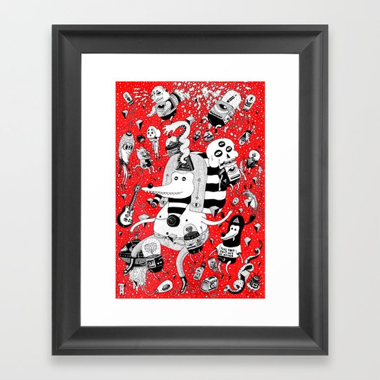 rot zeichentusche Framed Art Print