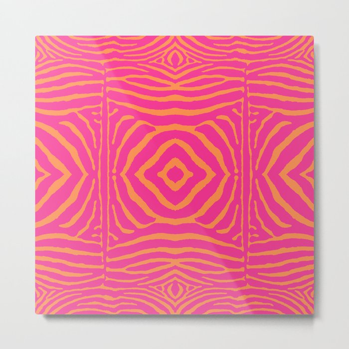 Zebra Pattern | Zebra Stripes | Zebra Pink and Orange Stripes 744 Metal Print